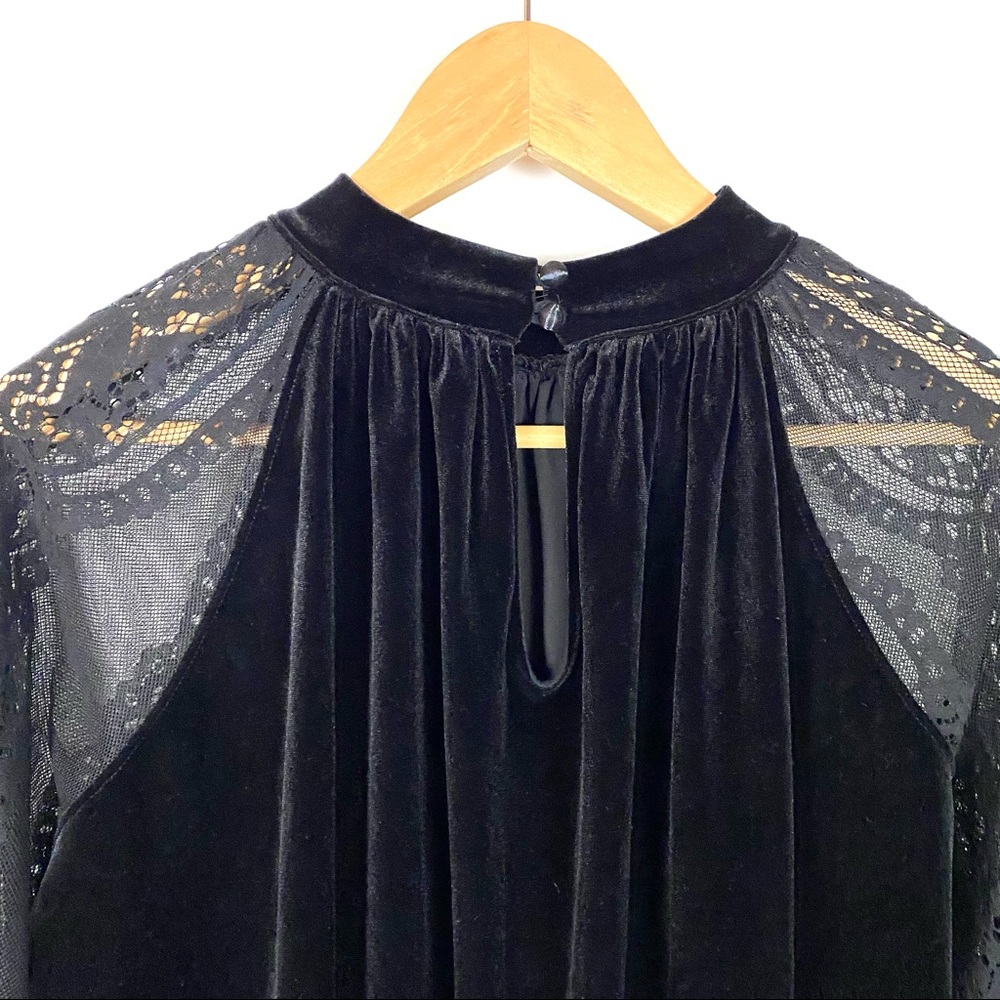 Free People Dream Team Black Velvet and Lace Top - Picture 9 of 11